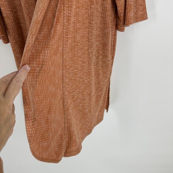 B Collection by Bobeau Ribbed 3/4 Sleeve Open Front Draped Womens Cardigan XS - Picture 4 of 10